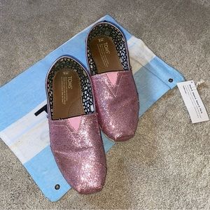Glitter Pink Toms with Bag